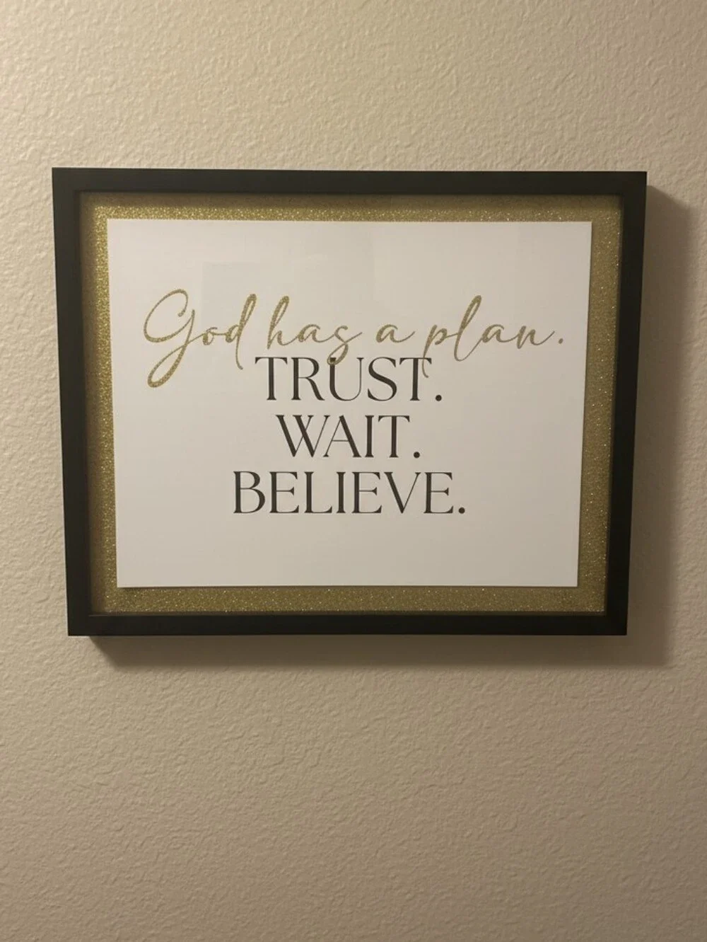 God Has a Plan Framed Wall Art - Black & Gold - 20x17